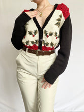 Load image into Gallery viewer, Holiday Holly Button Up Cable-Knit Cardigan