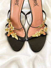 Load image into Gallery viewer, 2000s Black Carlos Santana Open Toe Strappy Flower Heels (10)