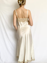 Load image into Gallery viewer, Ivory 1940s Satin Crepe Bias Cut Slip Dress & Lace Bed Jacket Set (M)