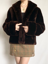 Load image into Gallery viewer, Cocoa Brown 1960s Faux Fur Vintage Coat (M)