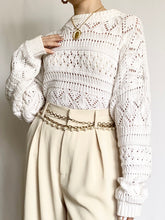 Load image into Gallery viewer, Snowfall Knit Pointelle 1980s Sweater (M)