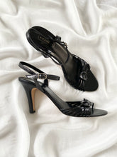 Load image into Gallery viewer, Black Leather Coach Joelle Bow Sandal Heels (8.5)