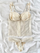 Load image into Gallery viewer, Victoria’s Secret Gold Heart Dangle Bustier & Panty Set (36B, L)