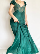 Load image into Gallery viewer, Emerald Green Vintage Pinstripe Slip Dress