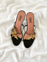Load image into Gallery viewer, 2000s Black Carlos Santana Open Toe Strappy Flower Heels (10)