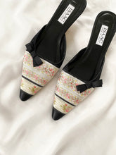 Load image into Gallery viewer, 1990s Isaac Mizrahi Floral Brocade Pointed Toe Kitten Heel Mules (7.5)