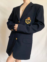 Load image into Gallery viewer, Vintage Ralph Lauren Navy Emblem Crest Wool Blazer (10)