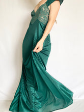 Load image into Gallery viewer, Emerald Green Vintage Pinstripe Slip Dress
