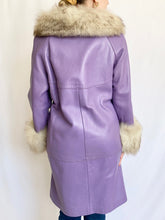Load image into Gallery viewer, 1970s Lilac Genuine Leather Pennylane Fur Trim Coat (8)