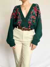 Load image into Gallery viewer, Green Floral Ribbon Embroidered Cardigan