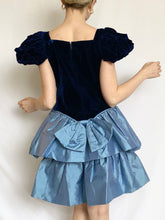 Load image into Gallery viewer, Blue Velvet Vintage 1980s Puff Sleeve Taffeta Mini Dress (XXS)