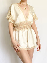 Load image into Gallery viewer, Lace Trim Angel Baby Satin Romper (L)
