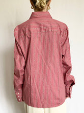 Load image into Gallery viewer, Mauve Floral Pinstripe Blouse (L)