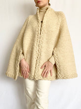 Load image into Gallery viewer, Creamy Hand Knit Vintage Cape (OS)