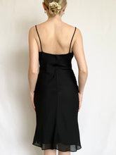 Load image into Gallery viewer, Black Chiffon Drape 90s Slip Dress (3/4)