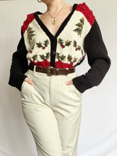 Load image into Gallery viewer, Holiday Holly Button Up Cable-Knit Cardigan