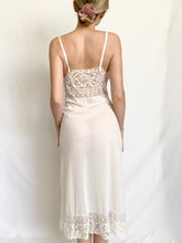 Load image into Gallery viewer, Sheer White Lace Bodice Vintage Slip Dress (XS)