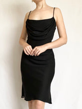 Load image into Gallery viewer, Black Chiffon Drape 90s Slip Dress (3/4)