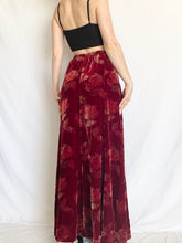 Load image into Gallery viewer, Red Velvet 90s Silk Rose Skirt (8)