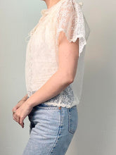Load image into Gallery viewer, Cream Vintage Lace Bed Jacket (XS/S)
