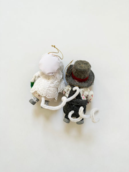 Hand Made Wooden Vintage Mice Christmas Ornaments
