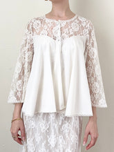 Load image into Gallery viewer, White Silky Lace 1950s Princess Belle Sleeve Bed Jacket (S/M)
