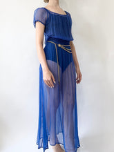 Load image into Gallery viewer, Antique 1930s Sheer Blue Silk Slip Dress (XS)
