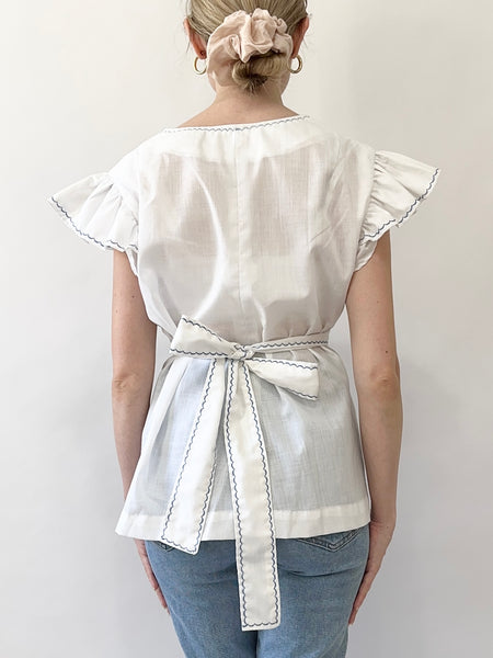 Hand Made 70s Cotton Apron Blouse (S-XXL)