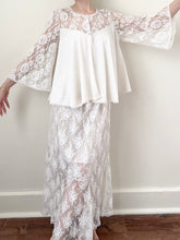 Load image into Gallery viewer, White Silky Lace 1950s Princess Belle Sleeve Bed Jacket (S/M)
