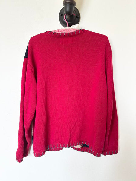 Romantic Shabby Chic Embroidered Vintage Valentine’s Day Cardigan Sweater (M)