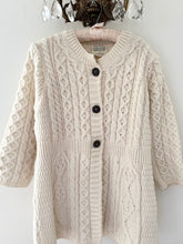 Load image into Gallery viewer, Hand Knit Vintage Irish Wool Aran Jumper Sweater Cardigan
