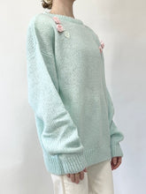 Load image into Gallery viewer, Pastel Blue 1980s Rosette Sweater (L)
