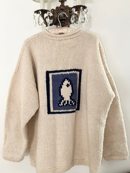 Vintage Pure Wool Hand Knit Ecuadorian Fish Sweater