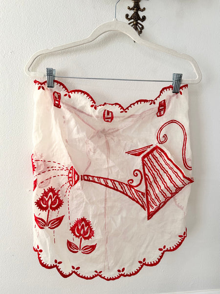 1940s Red Watering Can Gardening Apron