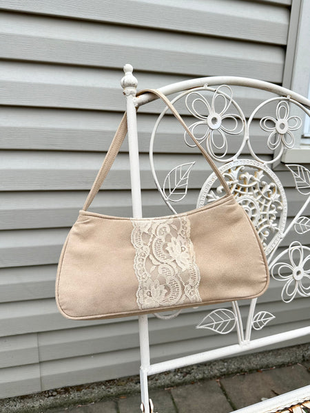 Vintage Victoria’s Secret Dream Angels Nude Suede Lace Purse