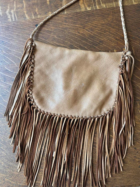 70s Hand Made Leather Fringe Purse