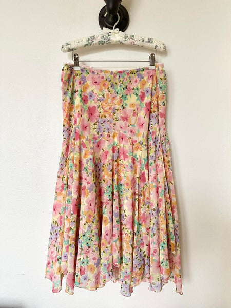 Vintage Y2K Colorful Floral Rainbow Skirt (L)