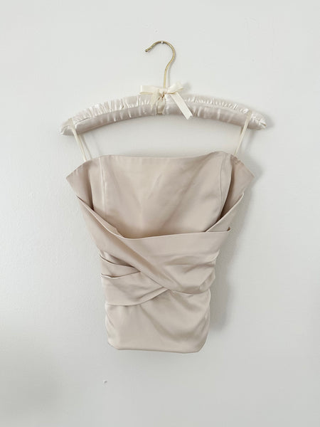 Vintage BCBG Ruched Strapless Bustier Blouse (S)