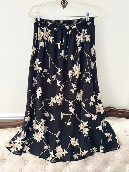 Vintage Floral 90s Midi Skirt (M, 30”)