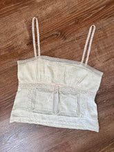Load image into Gallery viewer, Dainty Cream Vintage Style Pink Ribbon Lace Cotton Camisole (XS/S)
