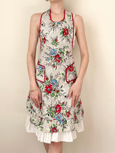 Load image into Gallery viewer, Red Flower Vintage Pinafore Apron Dress
