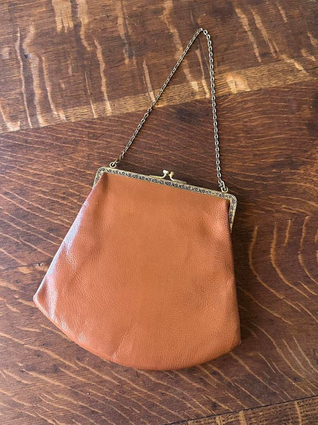 Vintage Leather Colorful Embroidered Handbag Purse