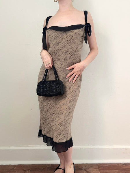 Vintage Y2K Pure Silk Novelty Print Dress (M)