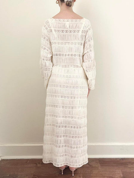 Vintage 1950s White Mexican Wedding Slip Dress (M)