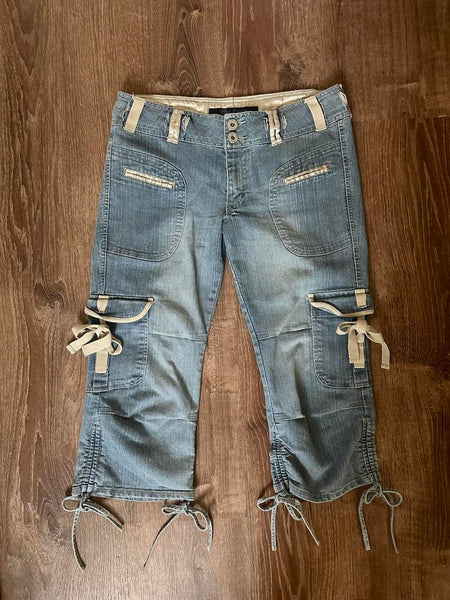 Ballet Baby Low Rise Cargo Denim Bow Capris (34”)