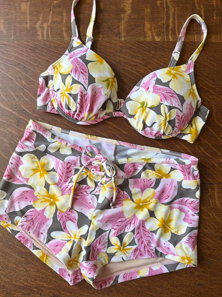 90s Hawaiian Hibiscus Bikini Set (S)