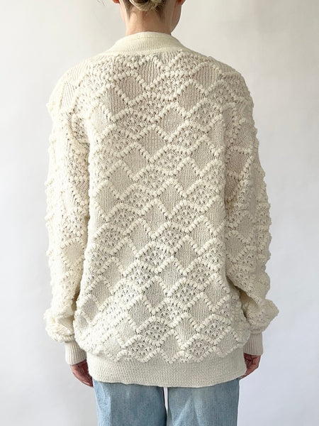 Vintage 1950s 1960s Wool Blend Cardigan Sweater (M/L)