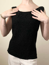 Load image into Gallery viewer, Hand Made 1960s Black Wool Beaded Sleeveless Blouse
(M)
