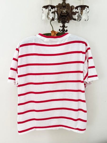 1986 Coca-Cola Red & White Striped Single Stitch T-Shirt (M)