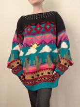 Load image into Gallery viewer, Southwestern Lux Knit Cactus Clouds Sweater (L)
